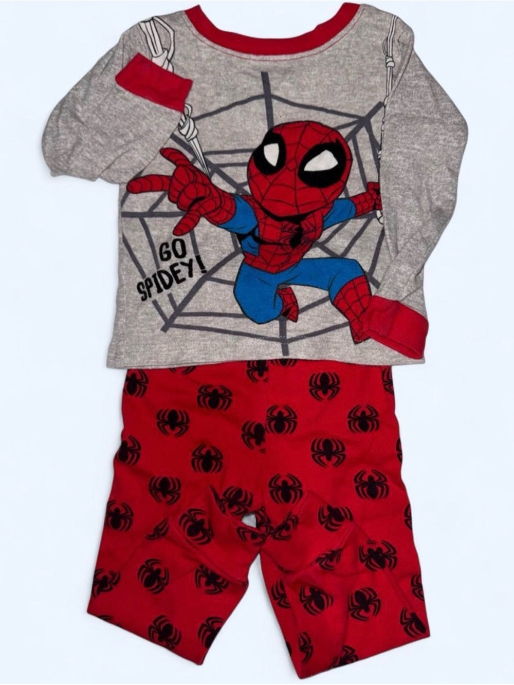 Marvel Spider-Man Gray Top with Red Spider-Print Pajama Set